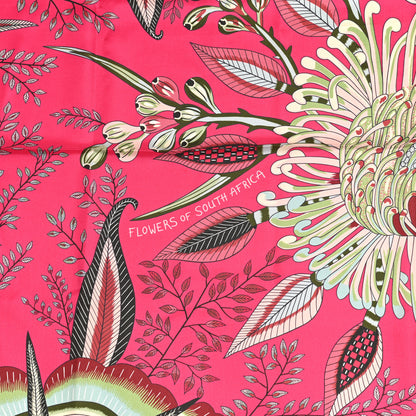 Hermes Silk Flowers of South Africa Scarf 140 Rose Indien Vert 4 of 5