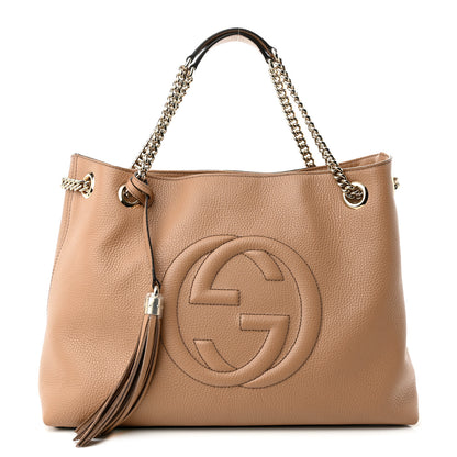 Gucci Pebbled Calfskin Medium Soho Chain Shoulder Bag Camelia 1 of 10
