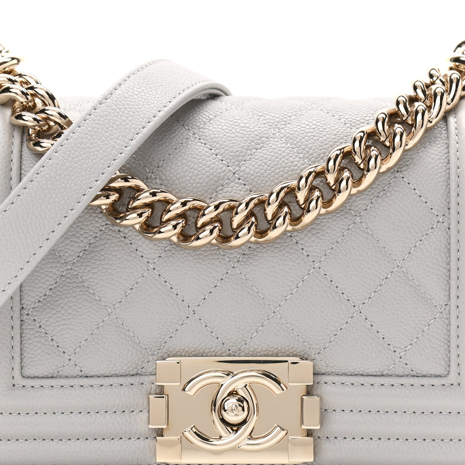 Chanel Caviar Quilted Small Boy Flap Light Grey 8 of 11