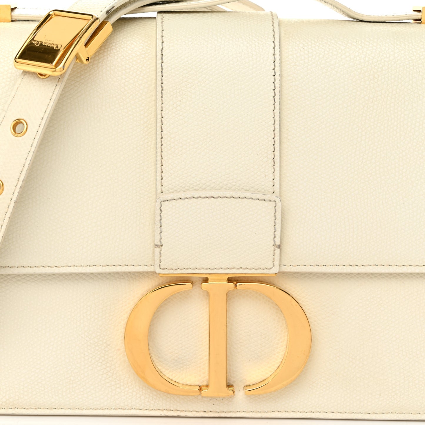 Grained Calfskin 30 Montaigne Flap Bag White
