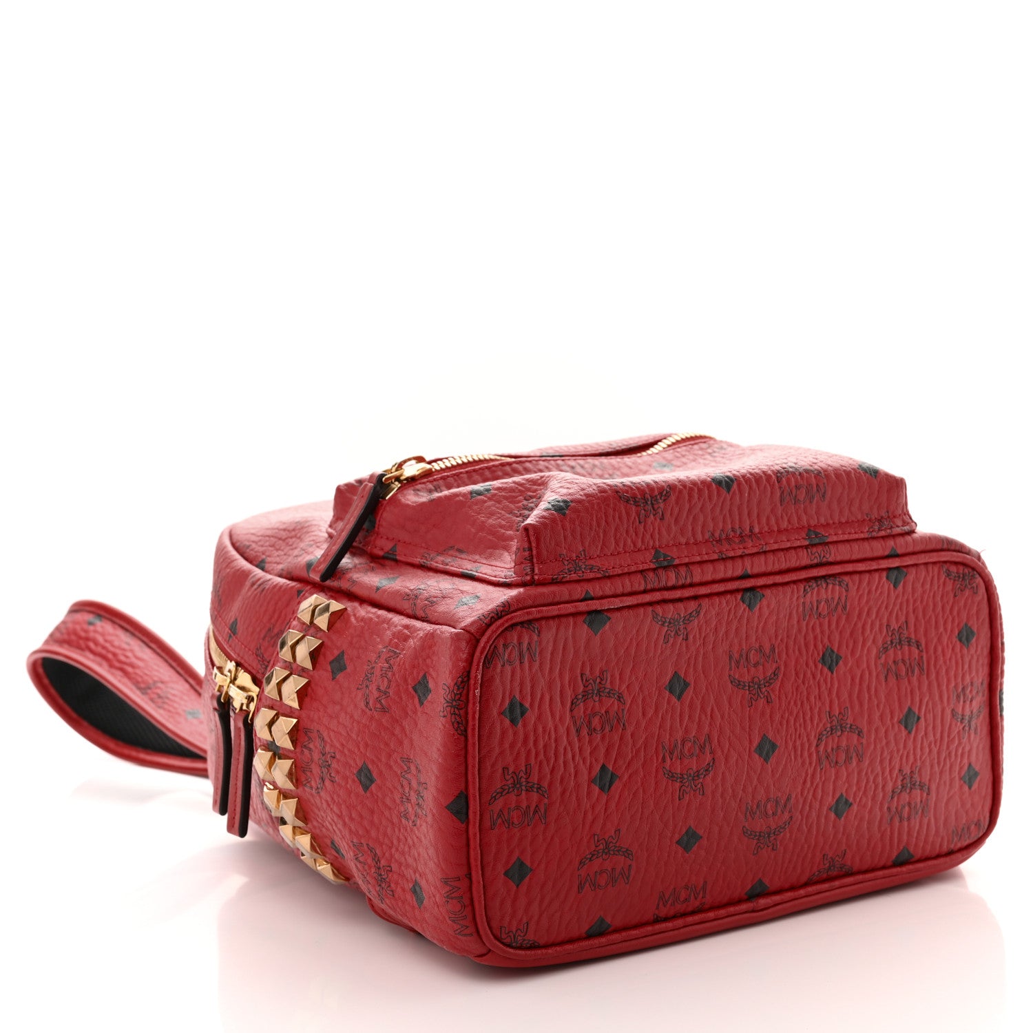 MCM Visetos Small Side Stud Stark Backpack Red 4 of 10