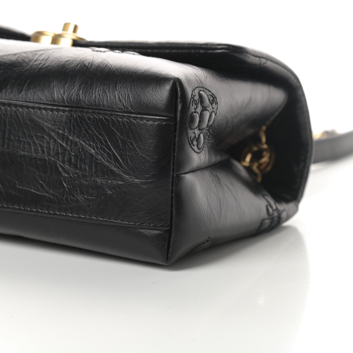 Chanel Aged Calfskin Embossed Camellia Flap Black 11 of 11