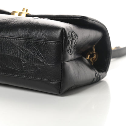 Chanel Aged Calfskin Embossed Camellia Flap Black 11 of 11
