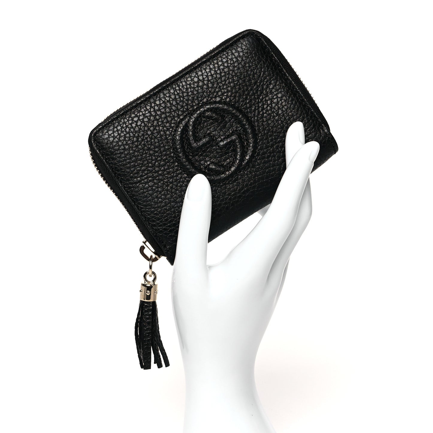 Pebbled Calfskin Small Soho Zip Around Wallet Black