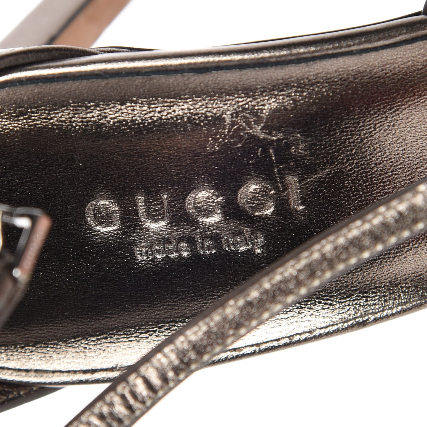 Metallic Nappa Crystal GG Sandals 38.5 Sasso