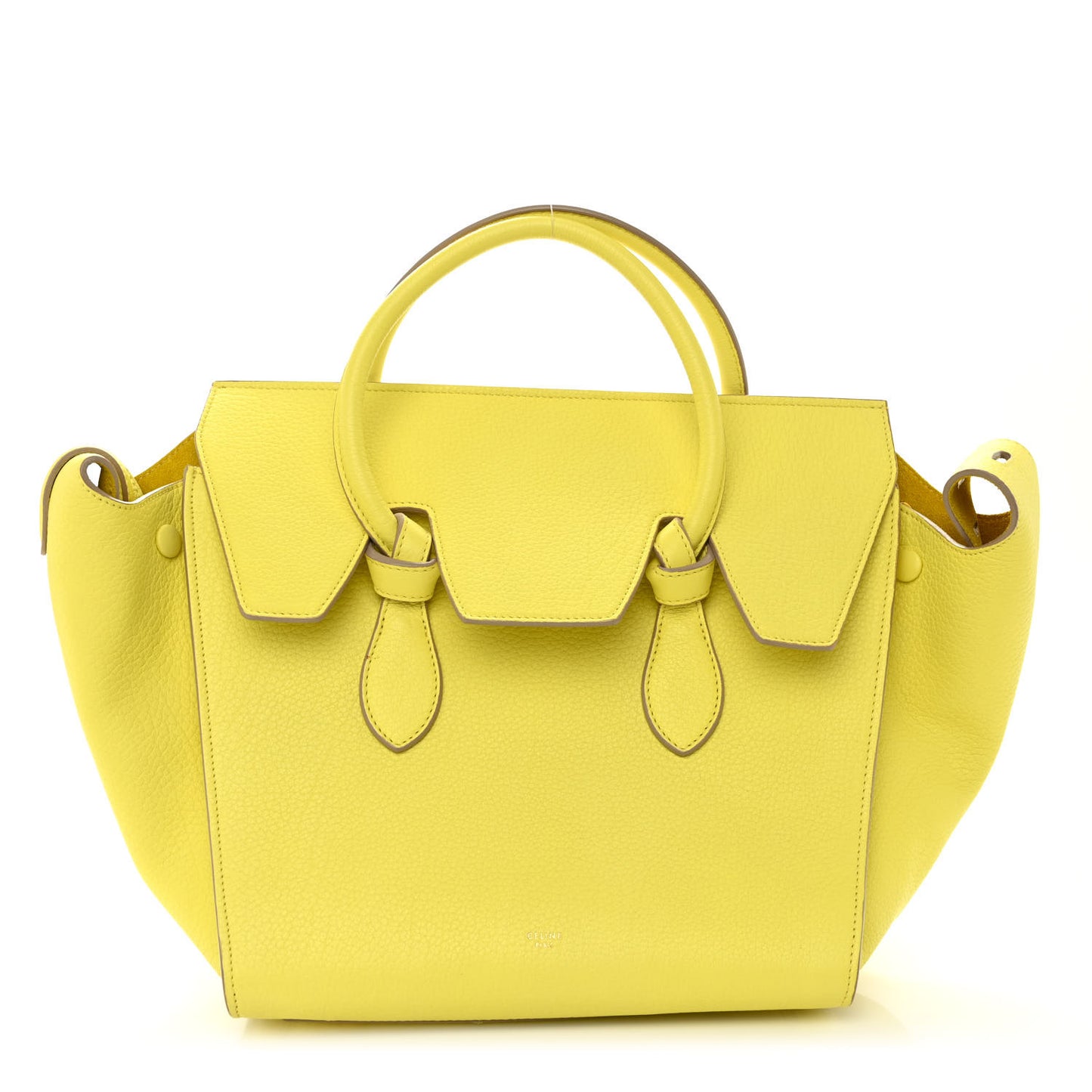 Crisped Calfskin Mini Tie Knot Tote Fluo Yellow
