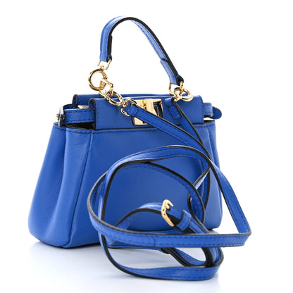 Fendi Shiny Nappa Micro Peekaboo Iconic Satchel Bluette 3 of 9