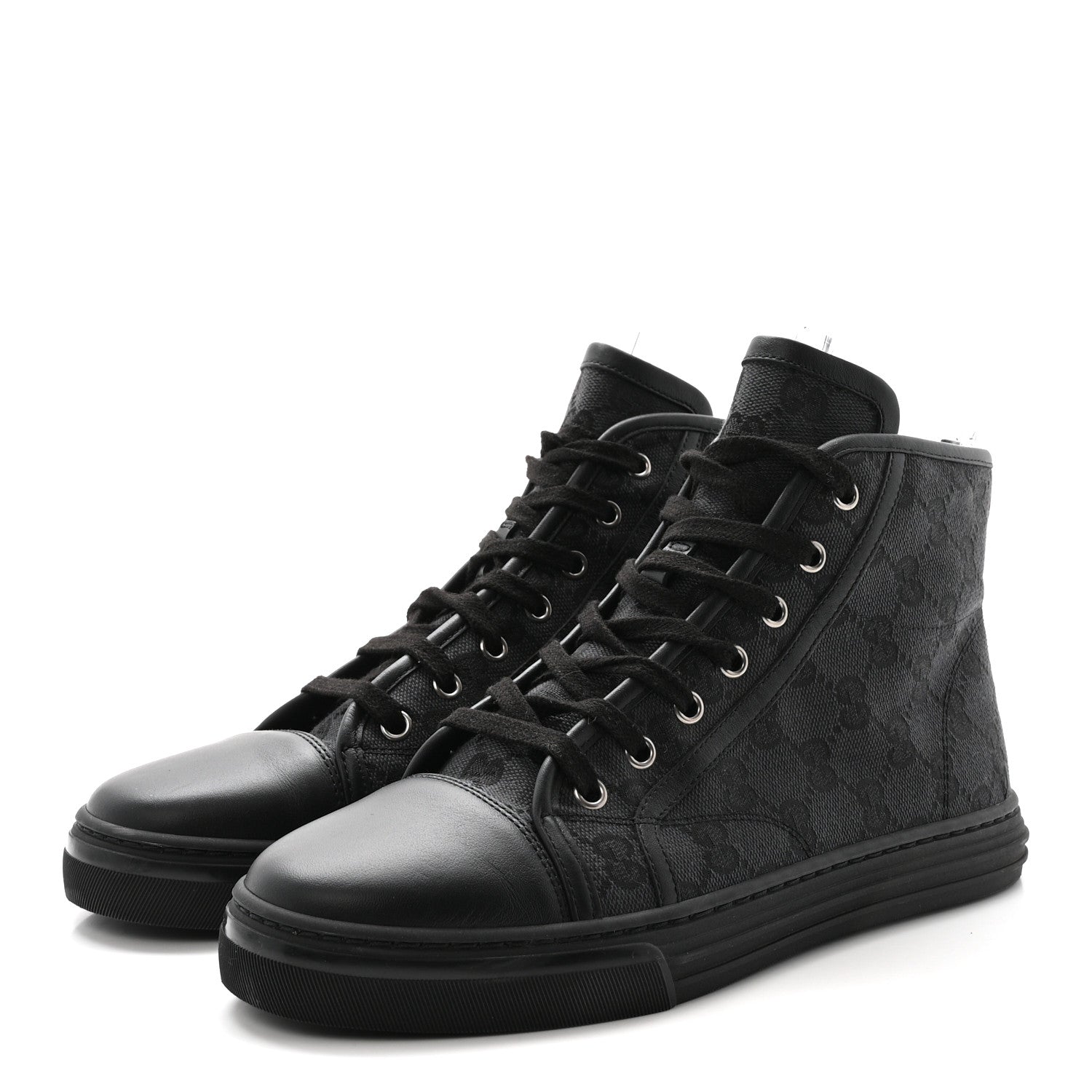 Gucci Monogram High Top Sneakers 38 Black 4 of 8