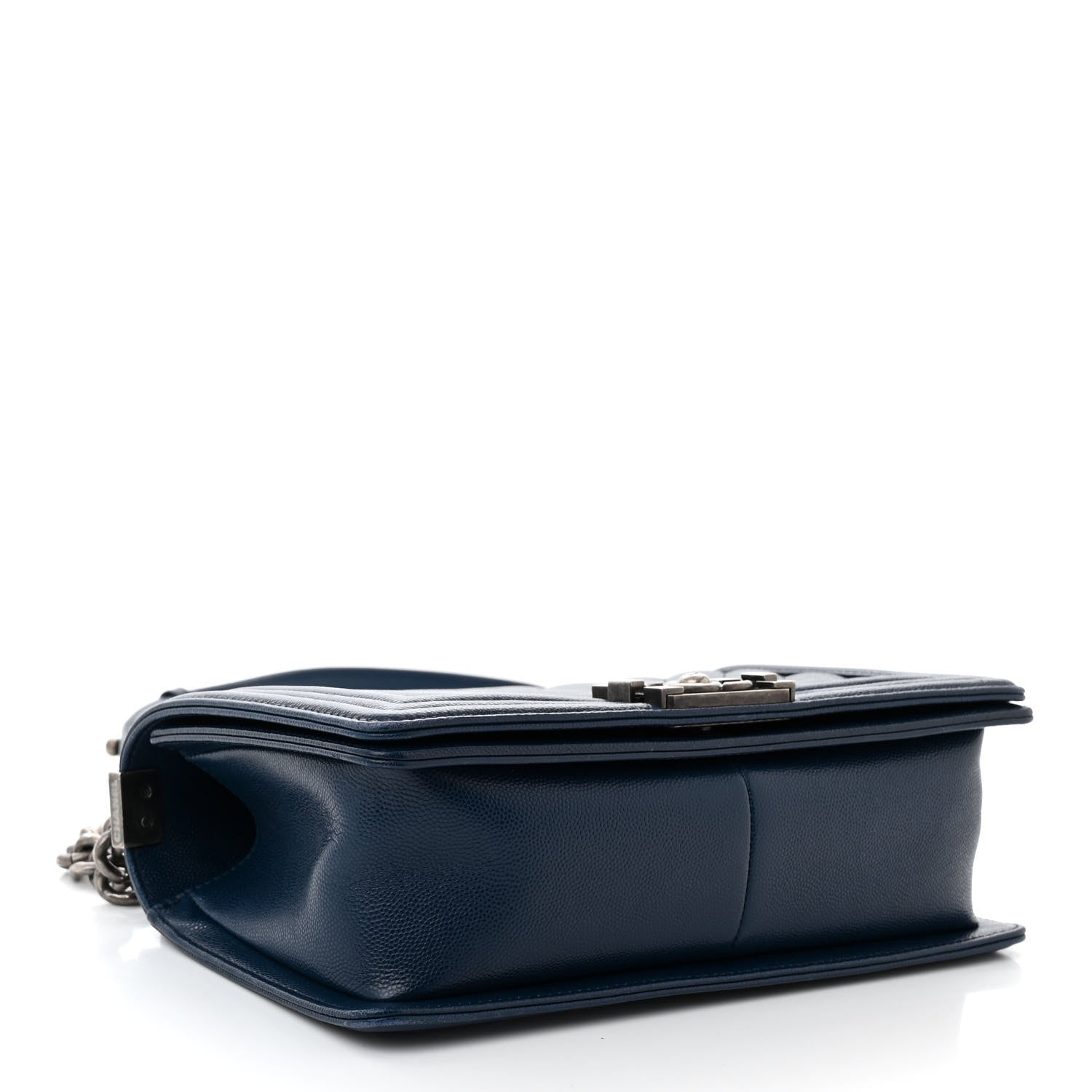 Chanel Caviar Chevron Quilted Medium Boy Flap Navy 4 of 12