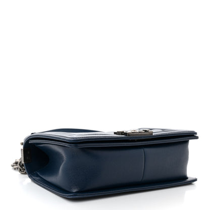 Chanel Caviar Chevron Quilted Medium Boy Flap Navy 4 of 12