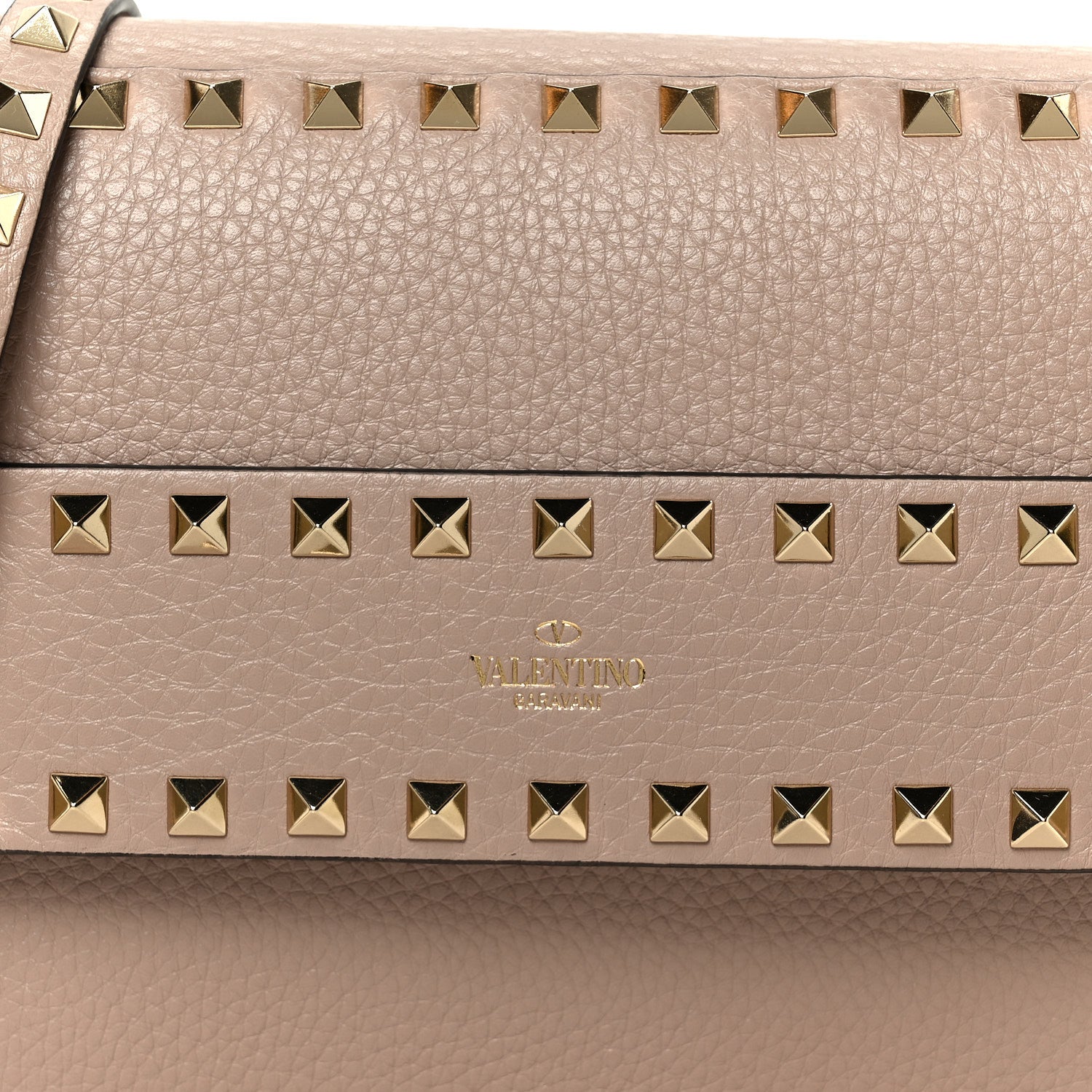 Valentino Garavani Pebbled Calfskin Rockstud Side Slip Crossbody  Poudre 7 of 9