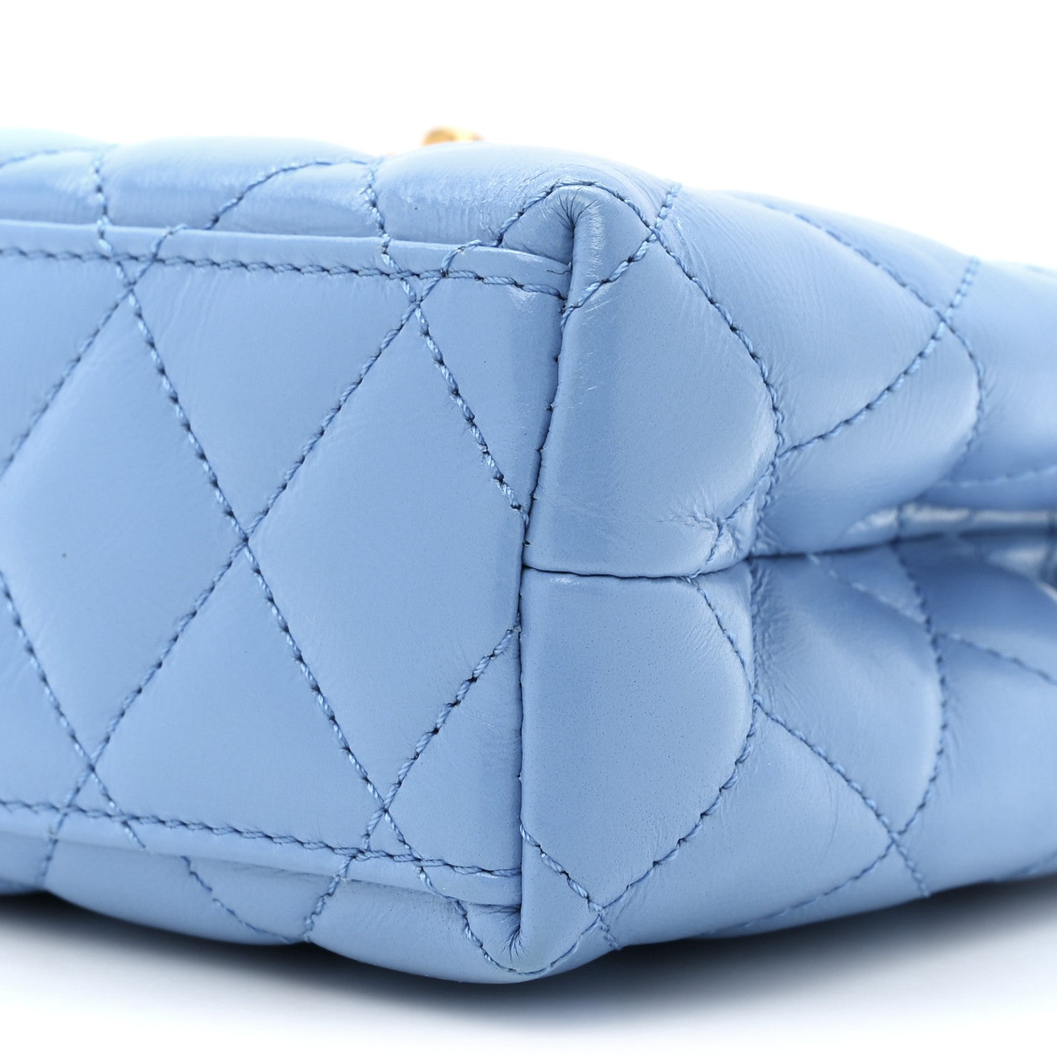 Chanel Shiny Aged Calfskin Quilted Nano Kelly Shopper Blue 8 of 9