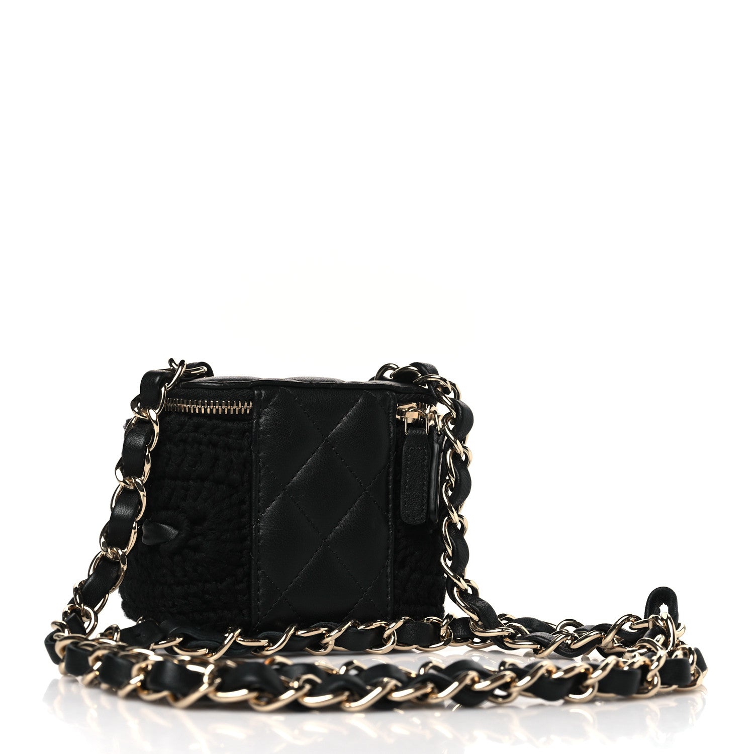 Chanel Lambskin Crochet Small Vanity Case With Chain Black 3 of 10