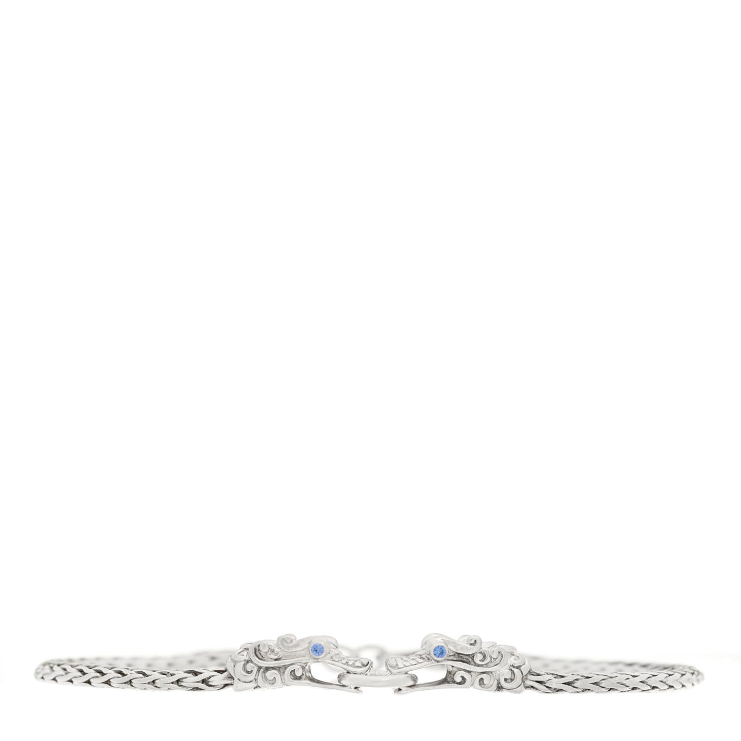 Sterling Silver Blue Sapphire Double Dragon Head Legends Naga Bracelet