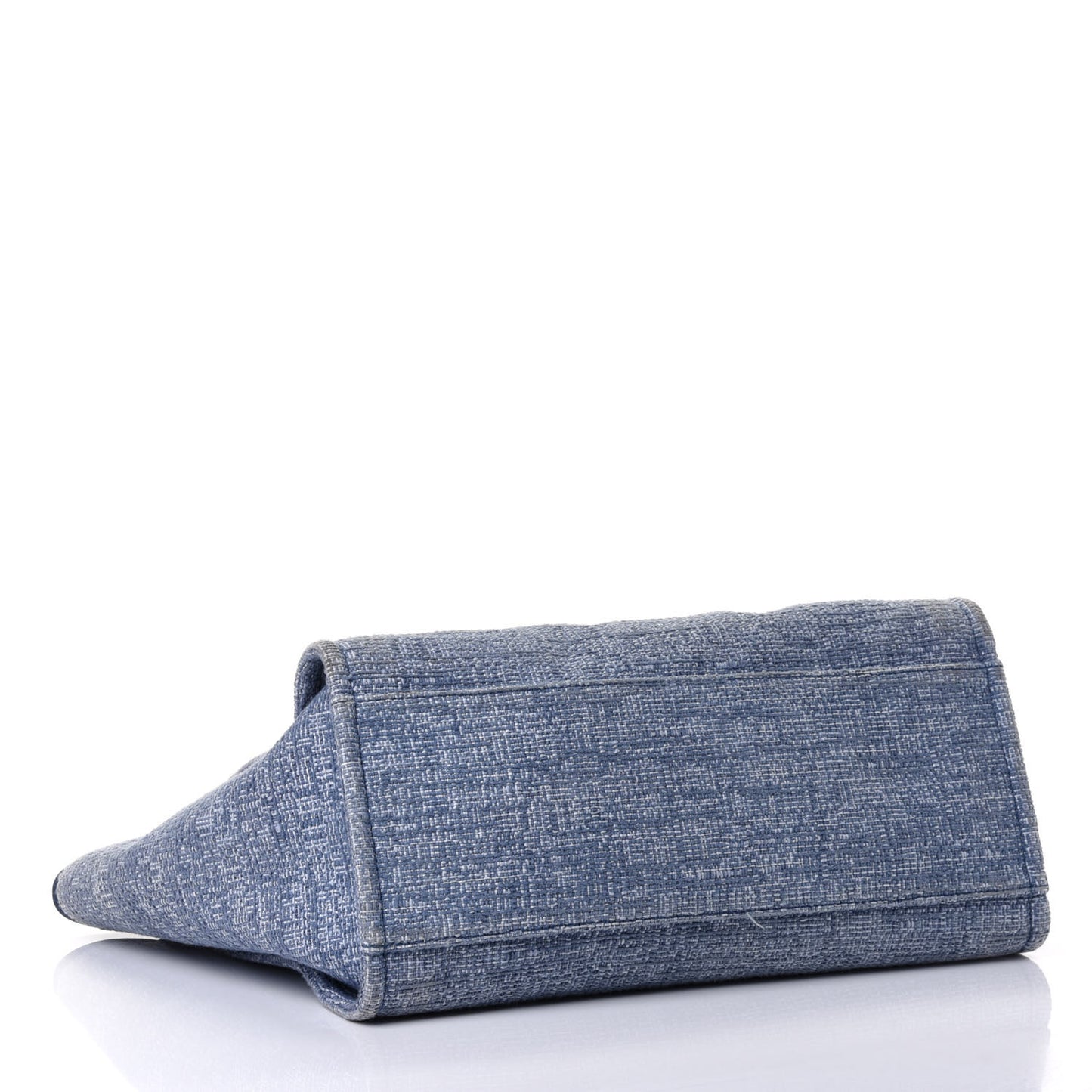 Woven Straw Raffia Medium Deauville Tote Blue