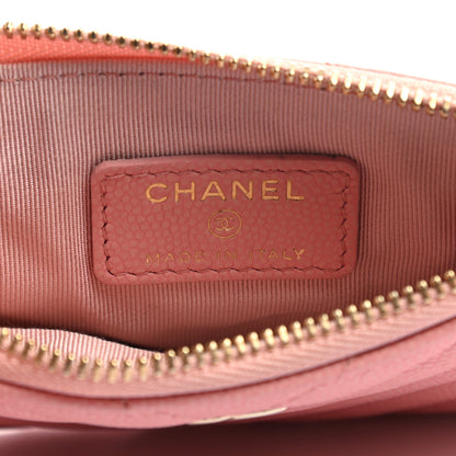 Chanel Flat Caviar Chevron Quilted Small Cosmetic Case Pink 6 of 10