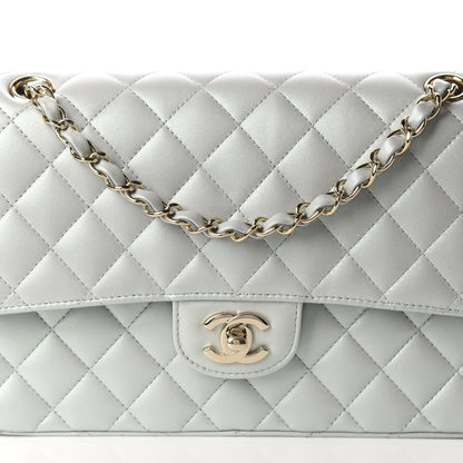 Chanel Iridescent Lambskin Quilted Medium Double Flap Light Blue 11 of 12