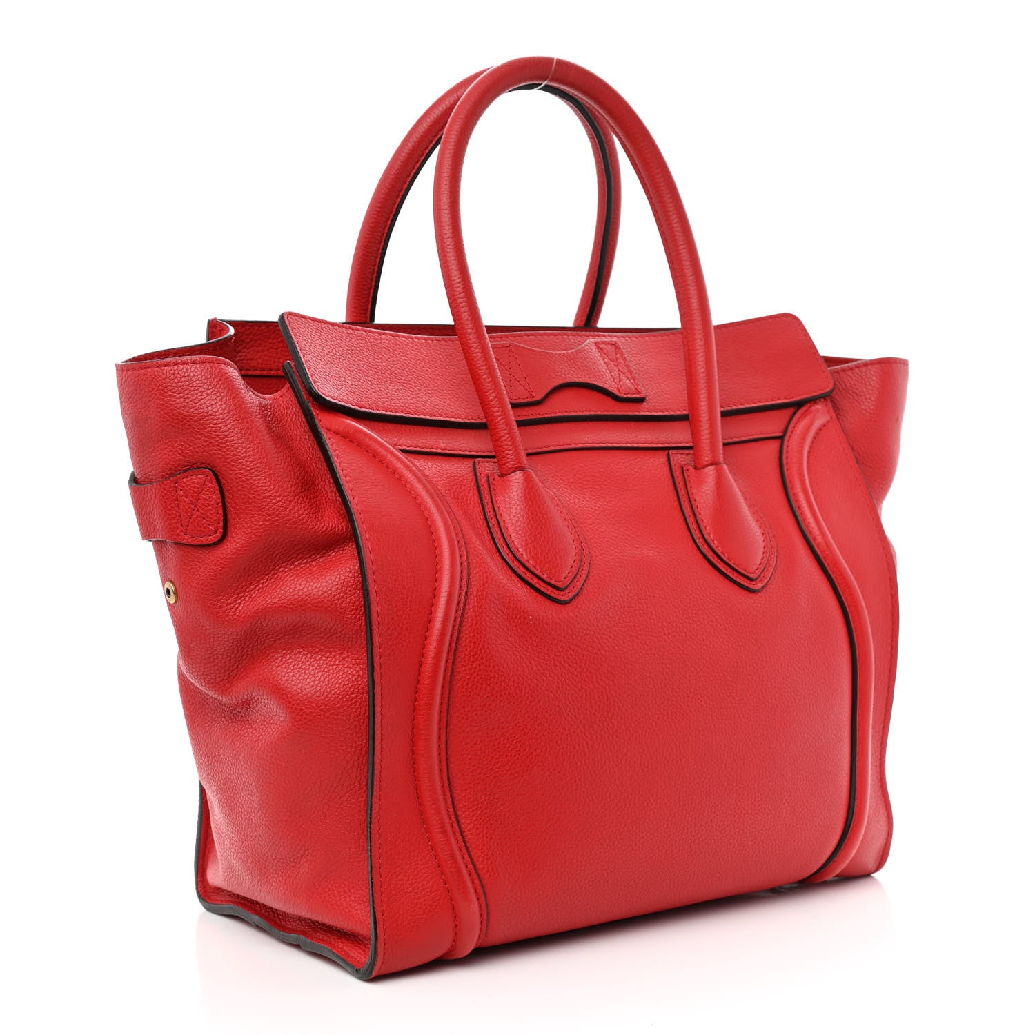 Celine Drummed Calfskin Mini Luggage Coquelicot 3 of 11