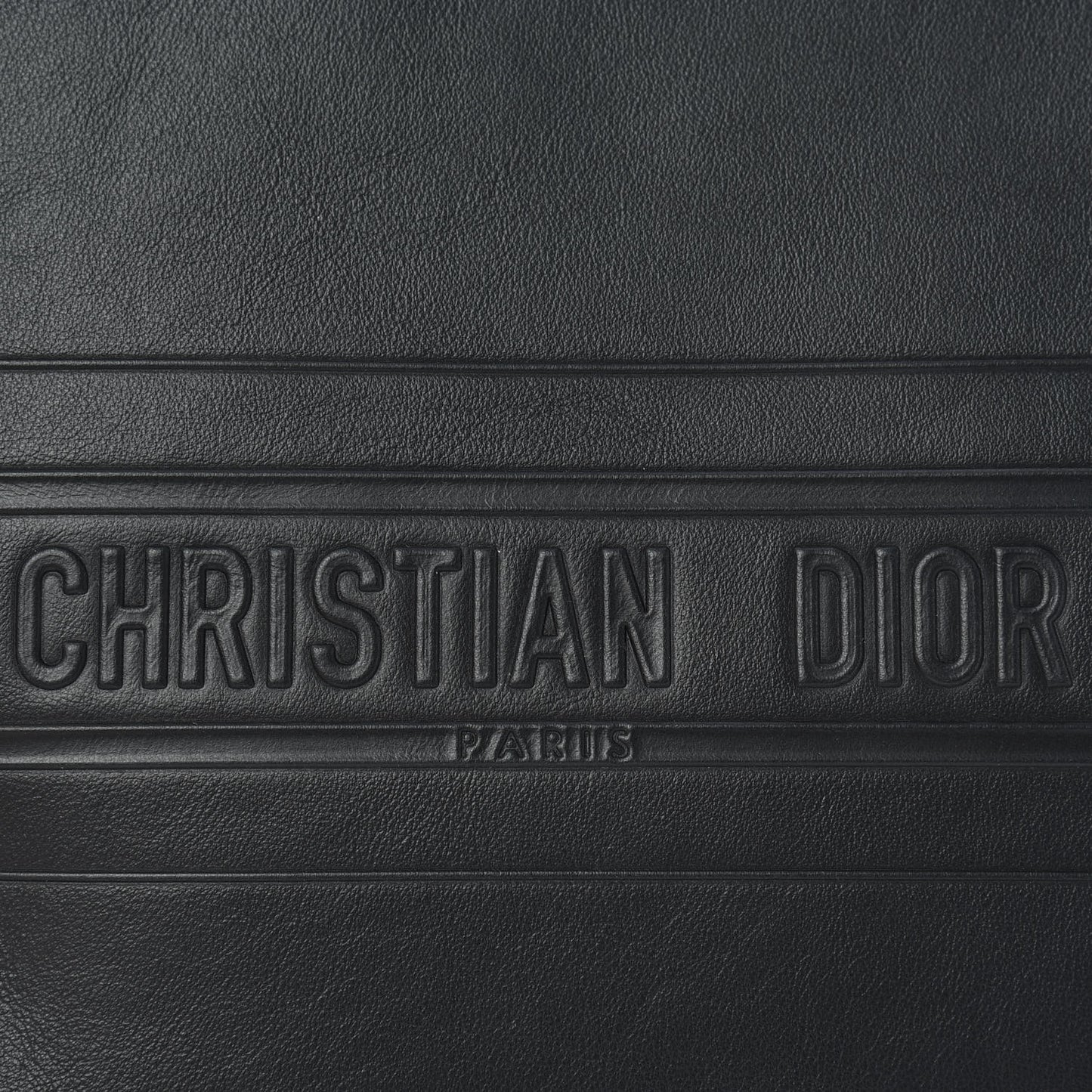 Calfskin Embossed Logo Zip Clutch Black