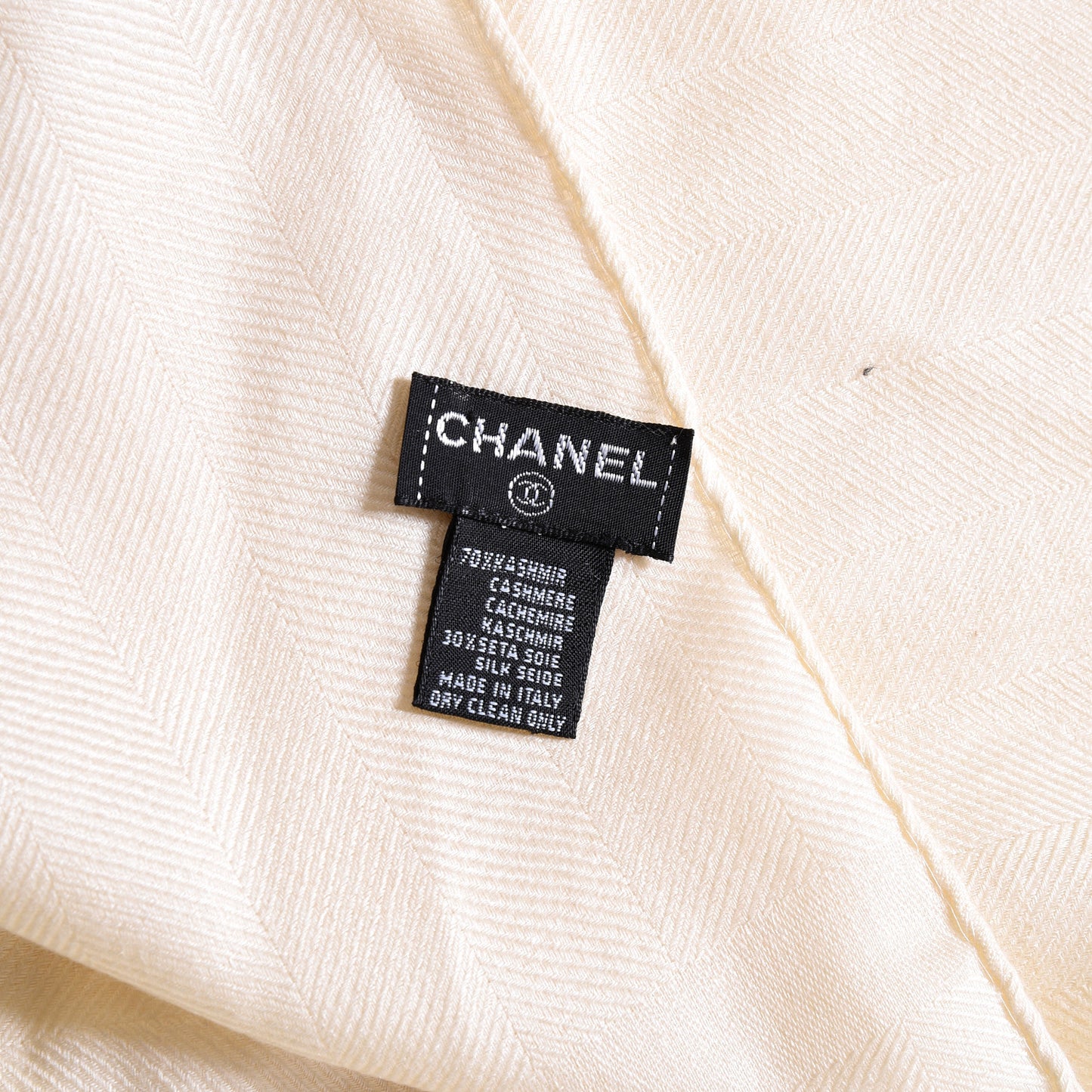 Cashmere Silk Fringe Scarf Off White