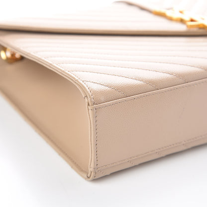 Saint Laurent Grain De Poudre Matelasse Chevron Large Monogram Satchel Dark Beige 5 of 10