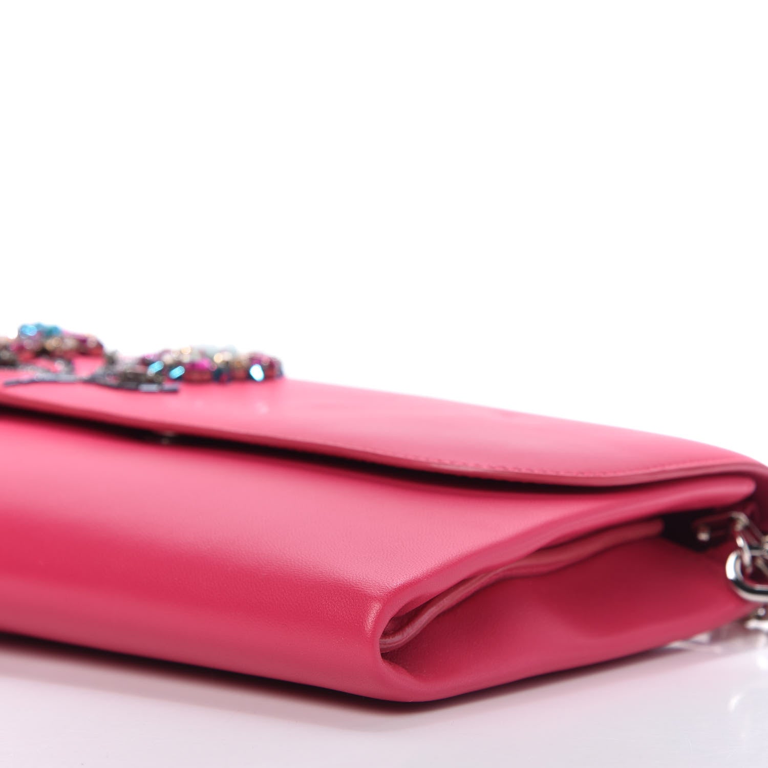 Christian Dior Lambskin Floral Embellished Clutch Pink 7 of 12