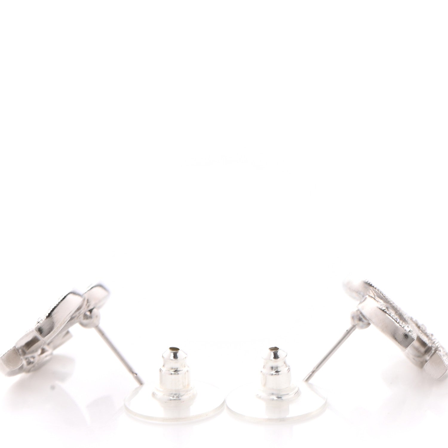 Chanel Crystal CC Earrings Silver 3 of 4