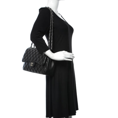 Chanel Lambskin Quilted Jumbo Double Flap Black 2 of 18