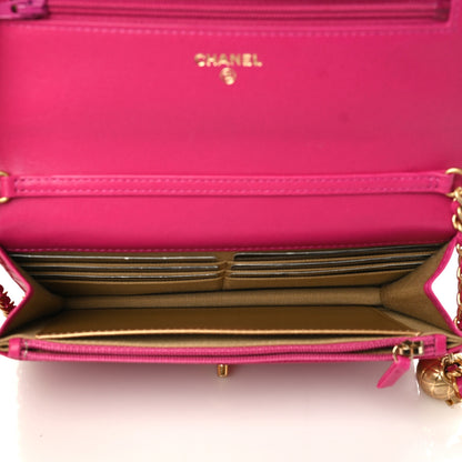 Chanel Lambskin Quilted CC Pearl Crush Wallet on Chain WOC Dark Pink 7 of 10