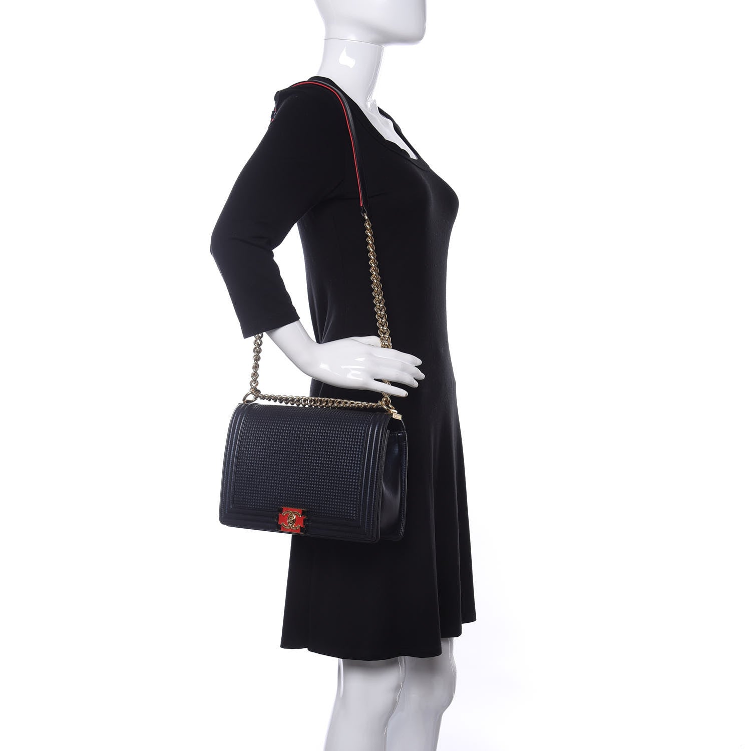 Chanel Lambskin Embossed New Medium Boy Cube Flap Navy 2 of 10