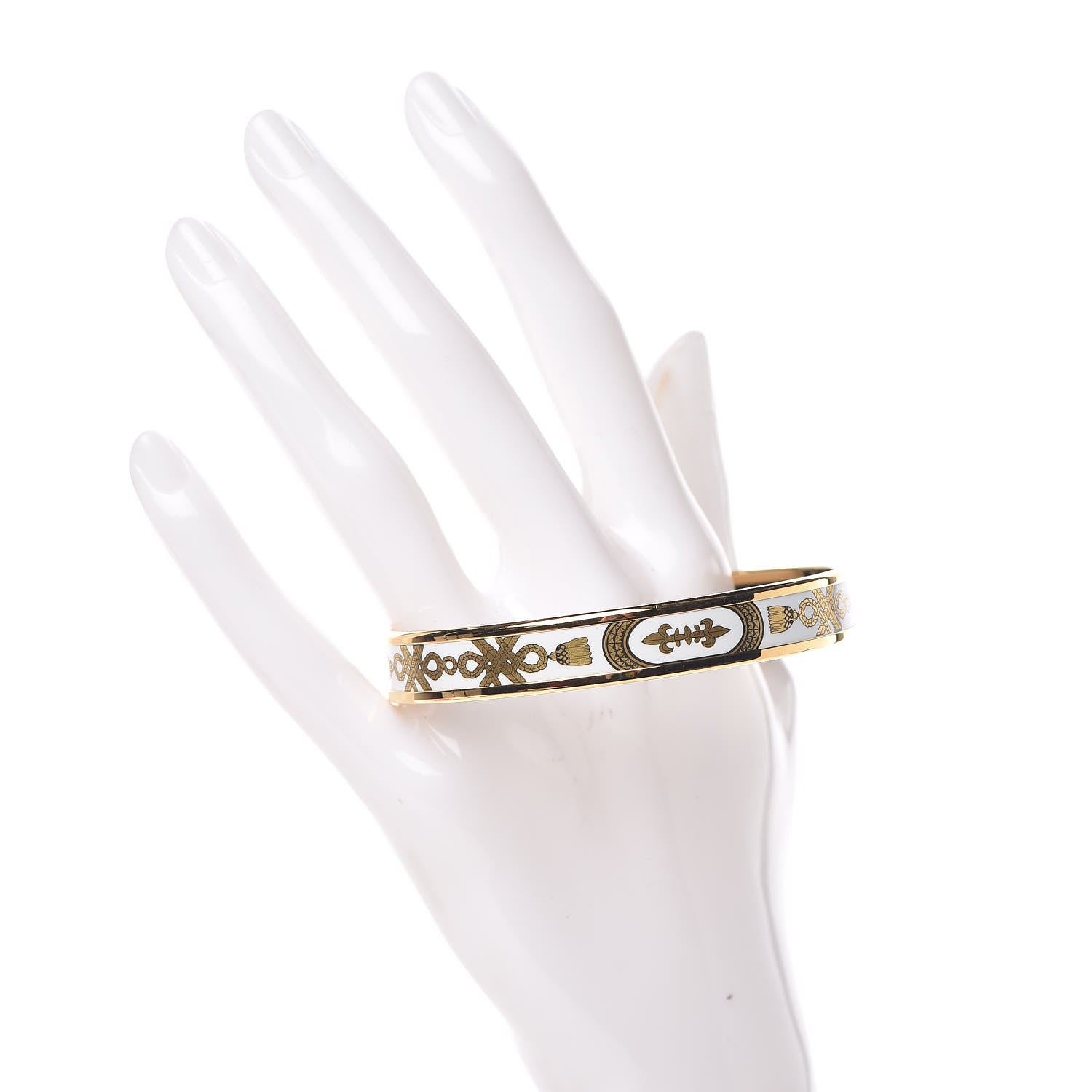 Hermes Enamel Printed Grand Apparat Narrow Bracelet 70 White 2 of 6