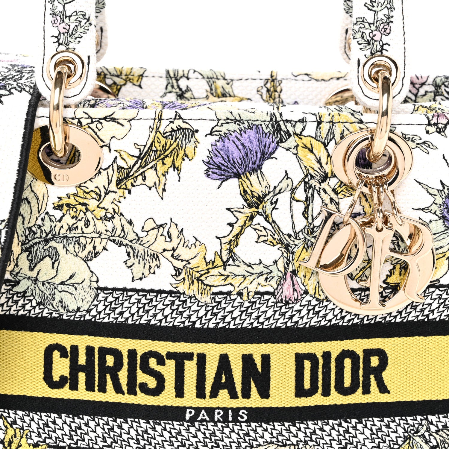 Christian Dior Canvas Embroidered Chardons Toile De Jouy Medium Lady D-Lite Latte Multicolor 7 of 11