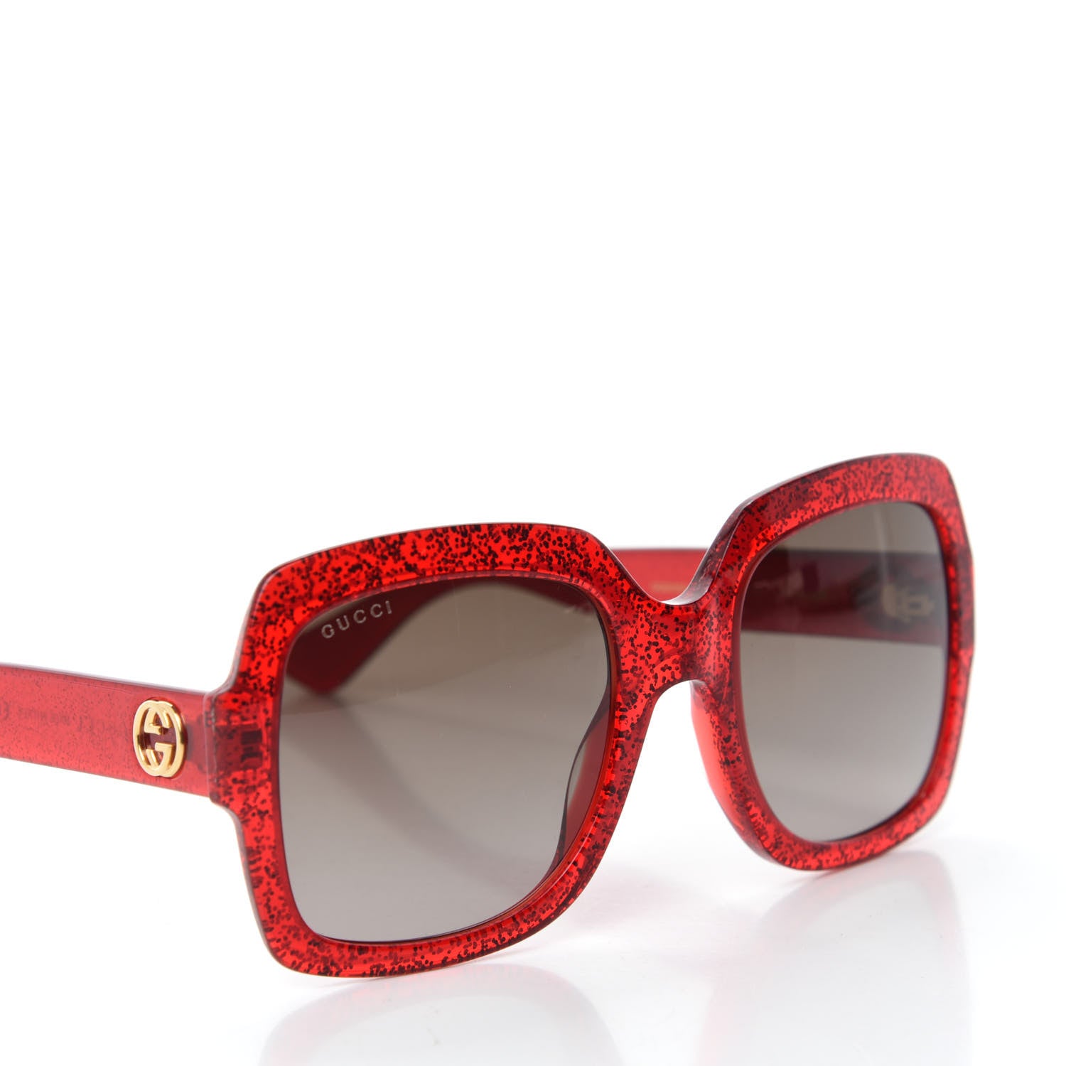 Gucci Square Frame GG 0036S Sunglasses Glitter Red 5 of 8