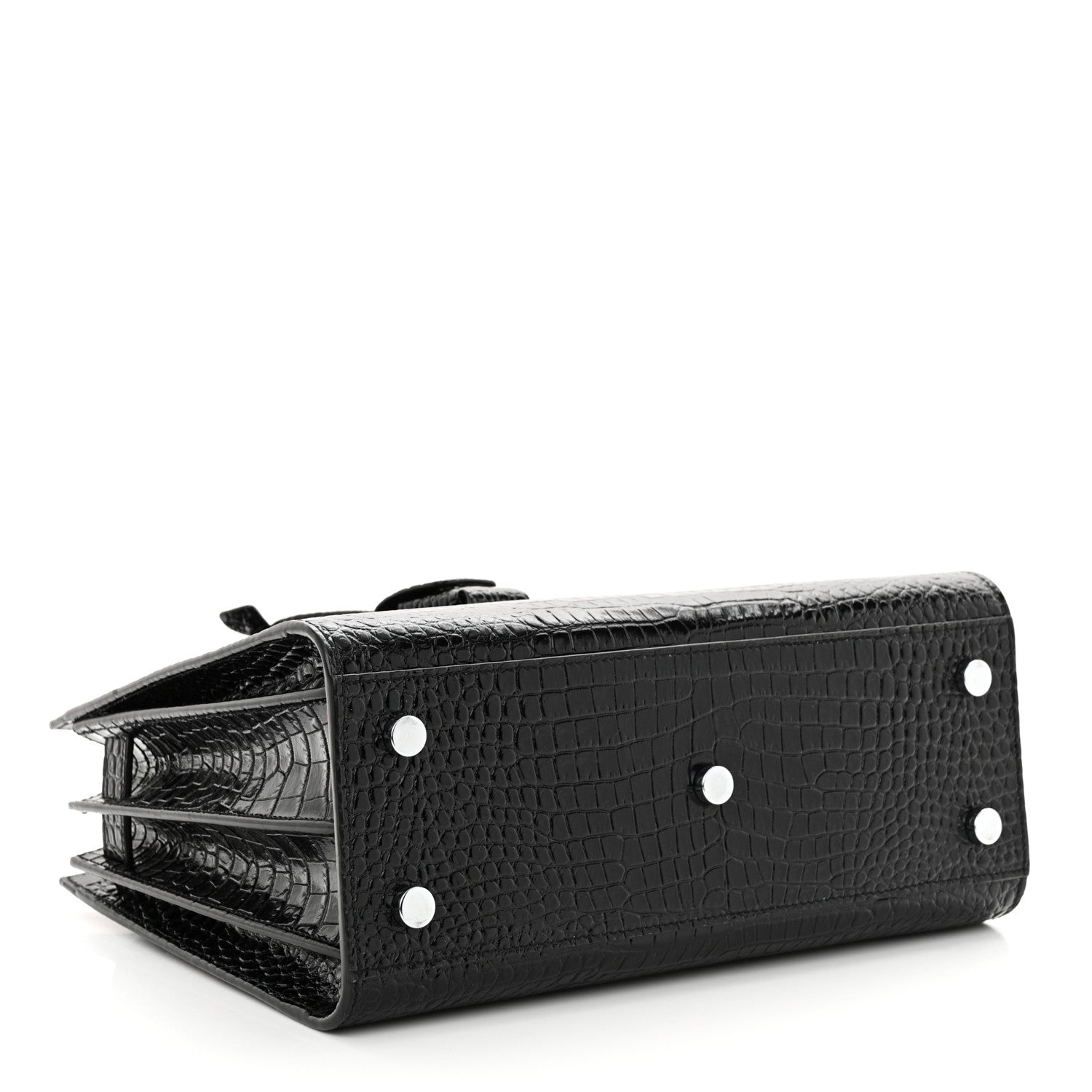 Saint Laurent Calfskin Crocodile Embossed Baby Sac De Jour Black 4 of 10