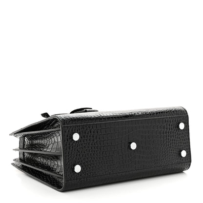 Saint Laurent Calfskin Crocodile Embossed Baby Sac De Jour Black 4 of 10