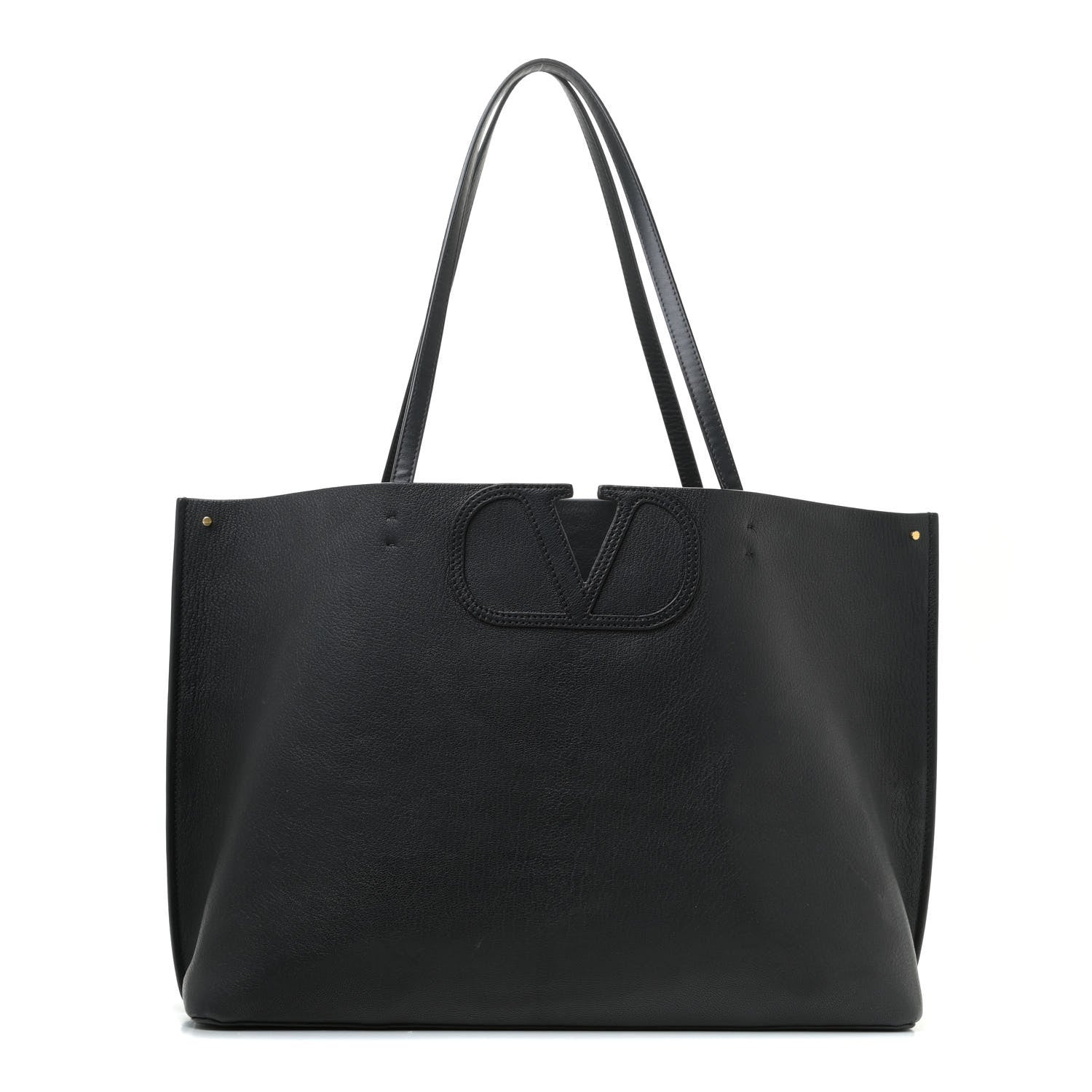 Valentino Garavani Calfskin Large Vlogo Tote Black 1 of 9