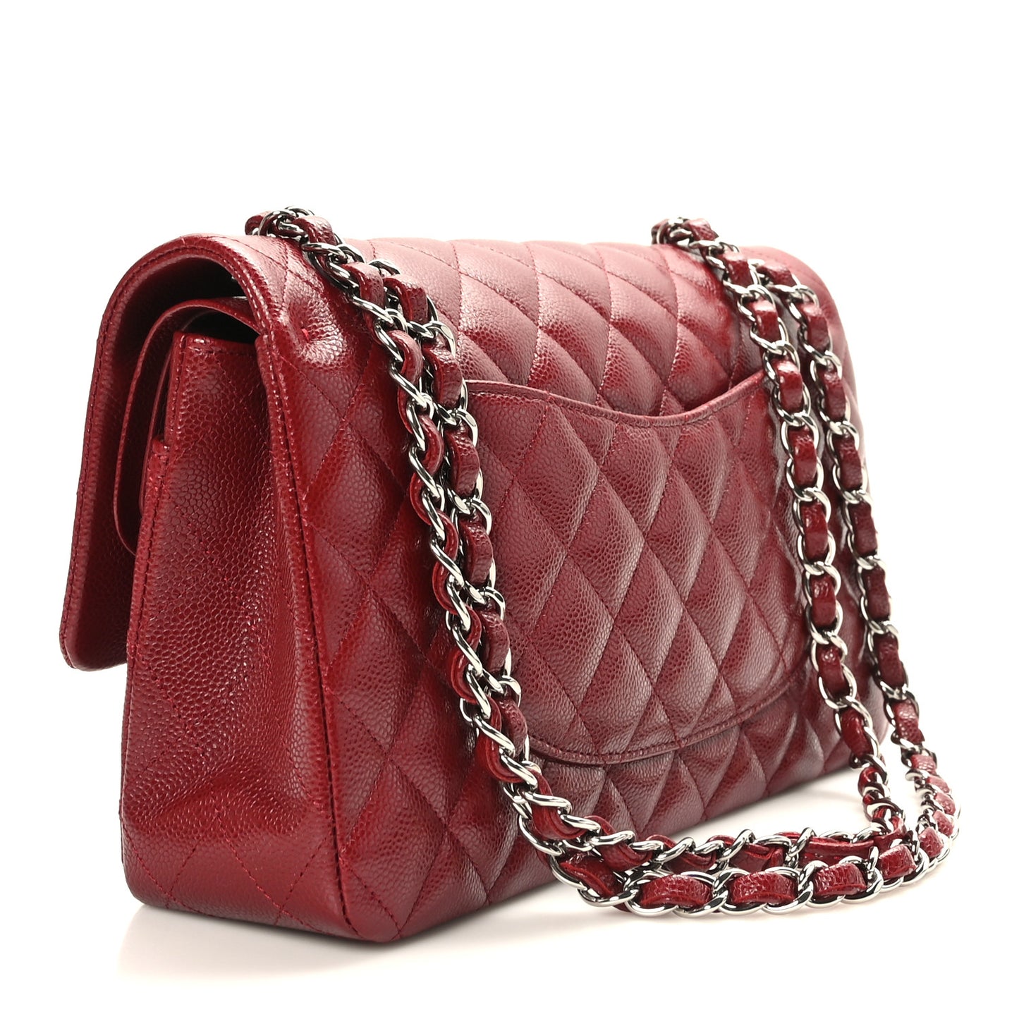 Caviar Quilted Medium Double Flap Burgundy