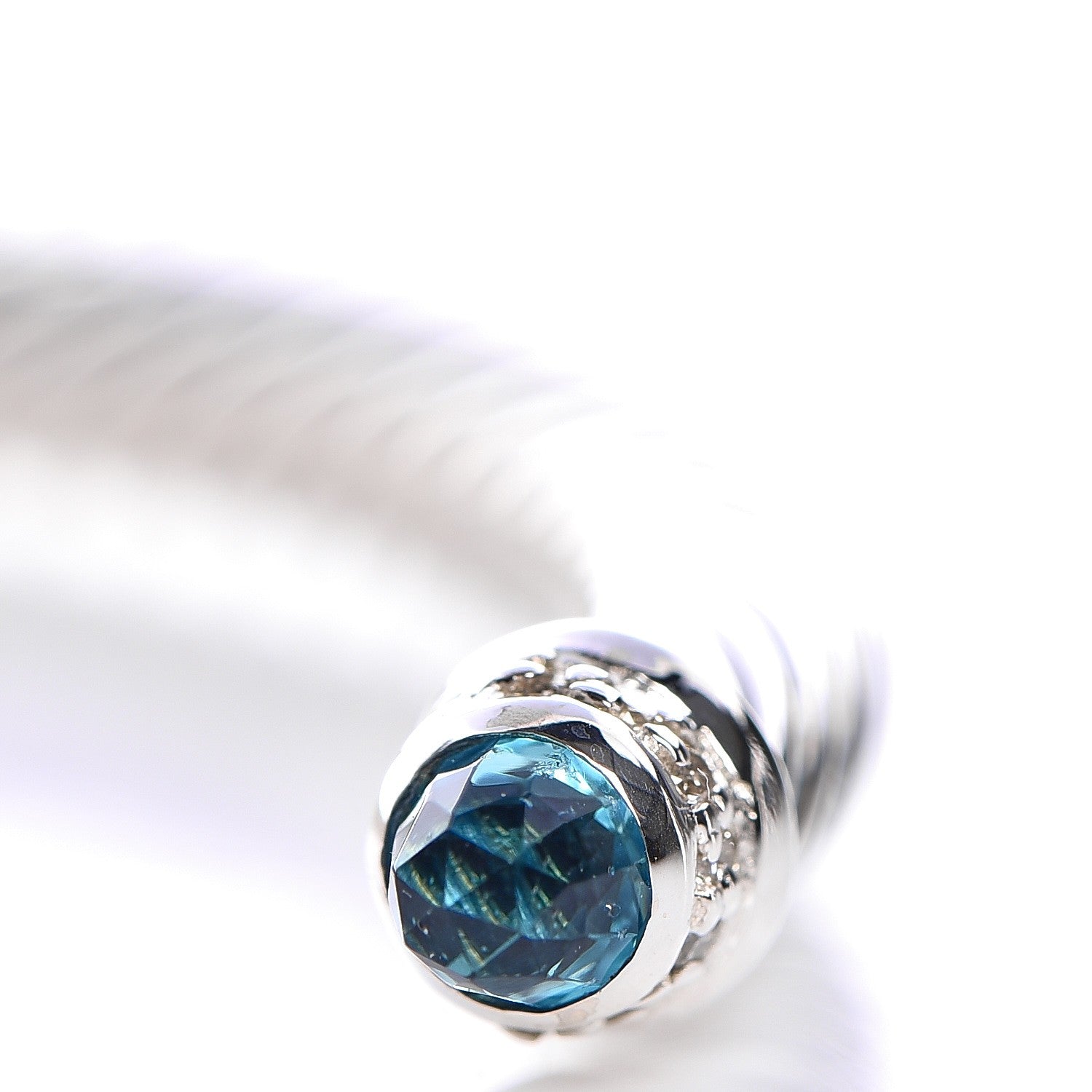 David Yurman Sterling Silver Diamond Blue Topaz 5mm Cable Classics Bracelet 6 of 6