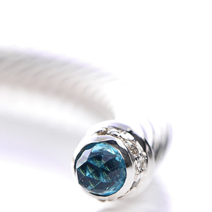 David Yurman Sterling Silver Diamond Blue Topaz 5mm Cable Classics Bracelet 6 of 6