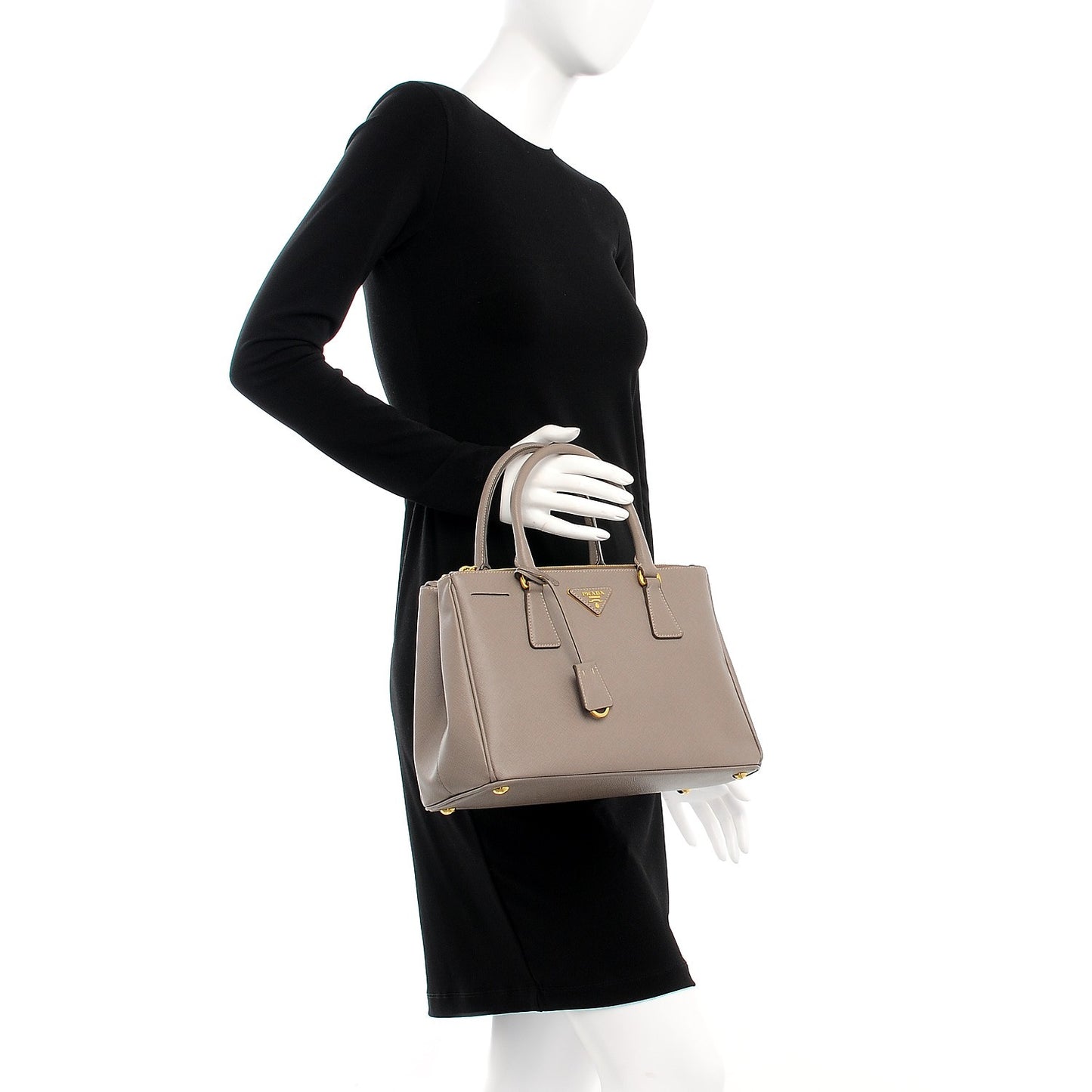 Saffiano Small Galleria Double Zip Tote Argilla