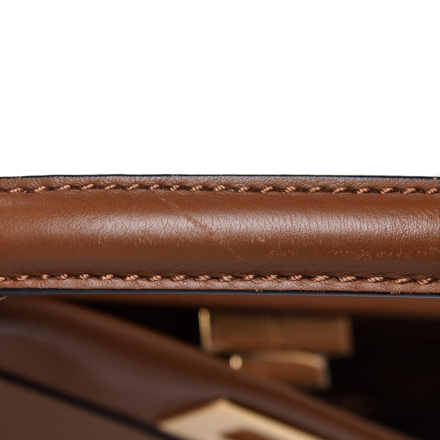 Calfskin Lace Up Large Peekaboo Iconic Satchel Cognac