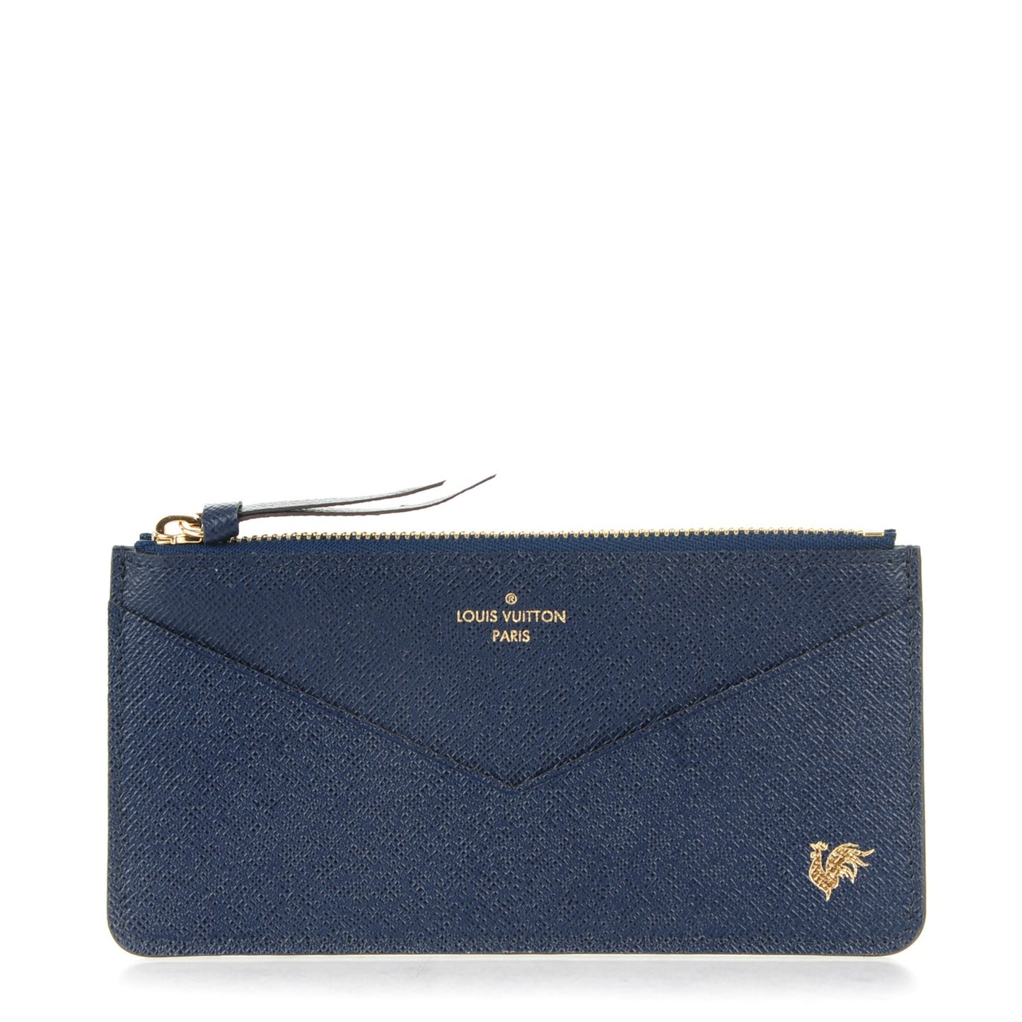 Calfskin Jeanne Wallet Zippered Insert Dark Blue