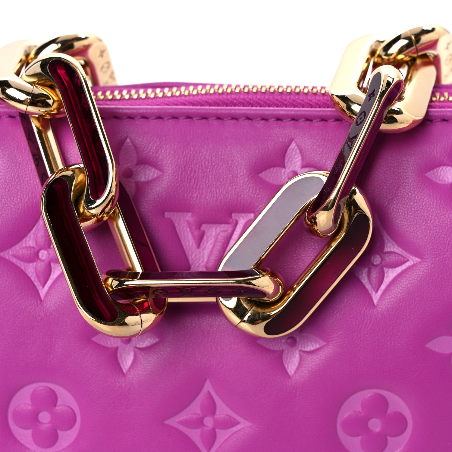 Louis Vuitton Lambskin Embossed Monogram Coussin BB Orchid 3 of 11