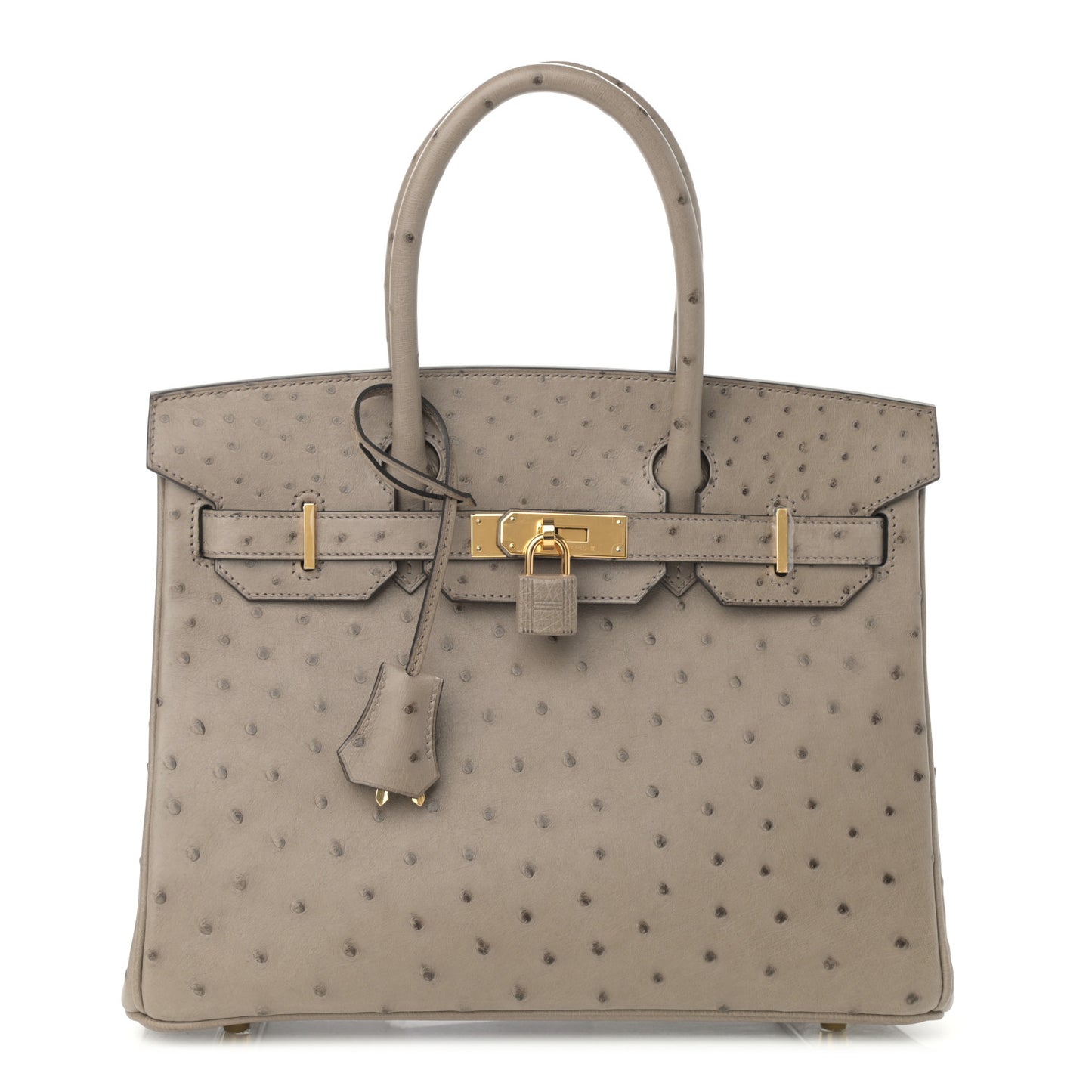 Ostrich Birkin 30 Gris Asphalte