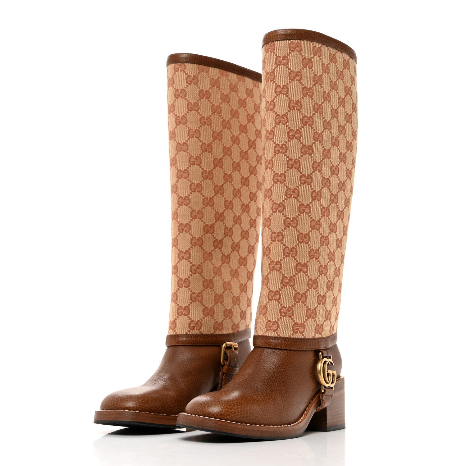 Gucci GG Monogram Calfskin Lola Tall Boots 35.5 Beige Ruggine 4 of 10