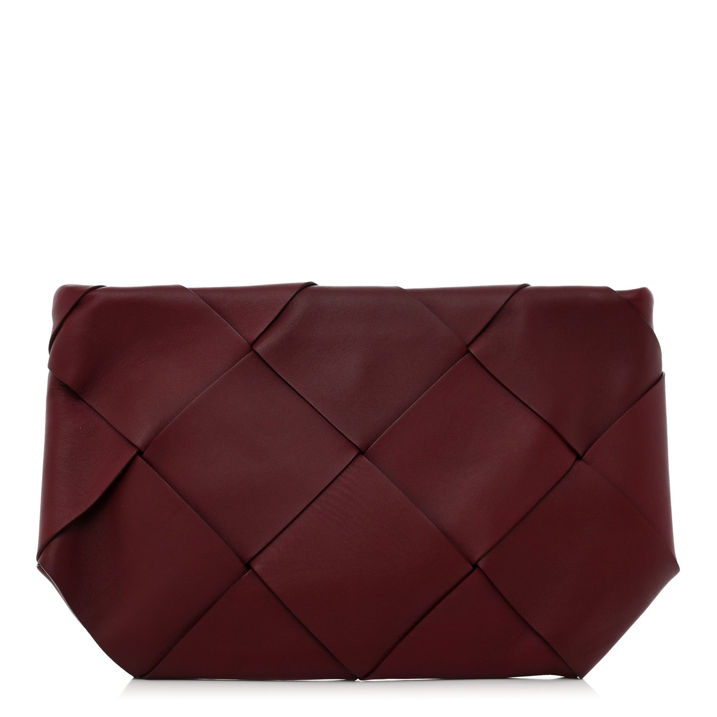 Nappa Maxi Blown Up Intrecciato Pouch Clutch Bordeaux