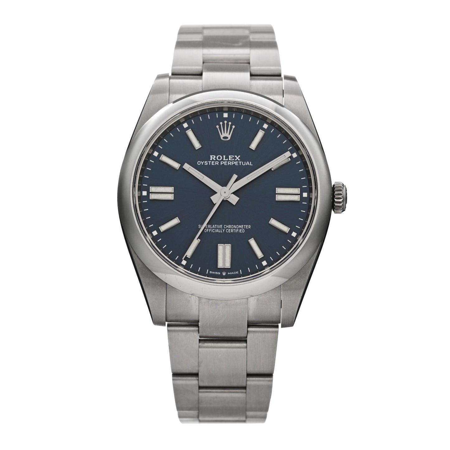 Stainless Steel 41mm Oyster Perpetual Watch Bright Blue 124300