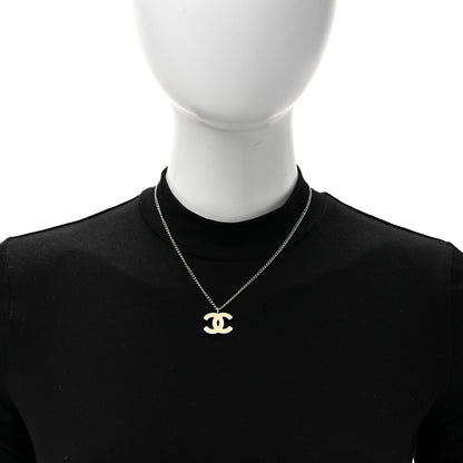 Chanel Enamel CC Necklace Silver White 3 of 4