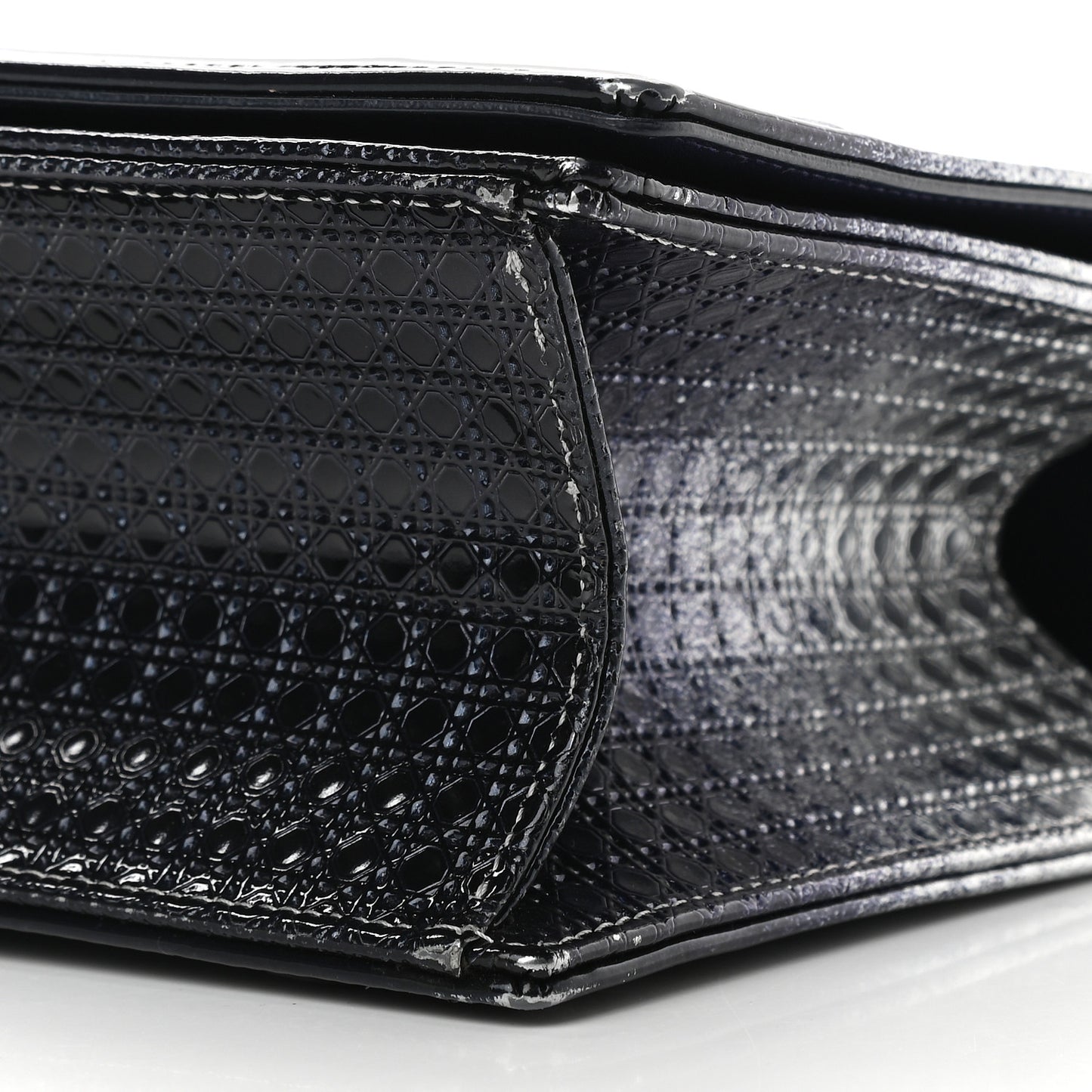 Metallic Patent Micro-Cannage Gradient Medium Diorama Flap Bag Silver Blue