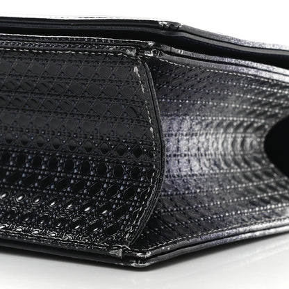 Christian Dior Metallic Patent Micro-Cannage Gradient Medium Diorama Flap Bag Silver Blue 8 of 11